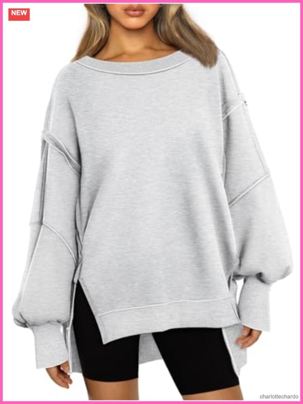 Oversized Crewneck Sweatshirt Y2K Lightweight Fleece Pullover Womens Trendy